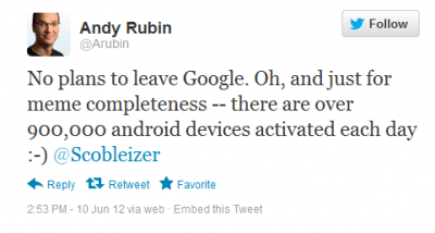 Over 900,000 Android Devices Activated Each Day: Andy Rubin