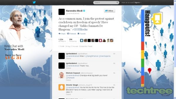 Gujarat CM Narendra Modi Throws His Considerable Twitter Might Behind Protest Against Internet Censorship