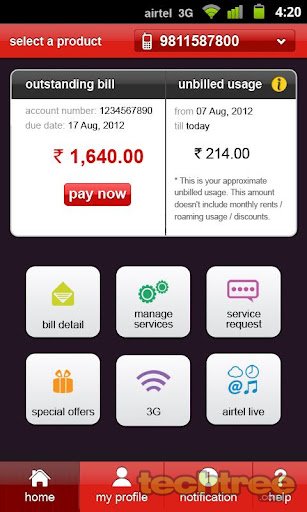 Download: my airtel app (Android, BlackBerry, Java, Symbian)