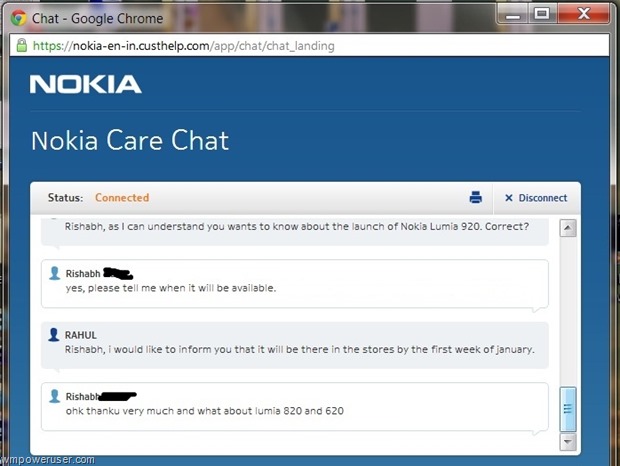 Nokia Support Confirms Nokia Lumia 620, 820 and 920 To Be Available in January 2013 in India