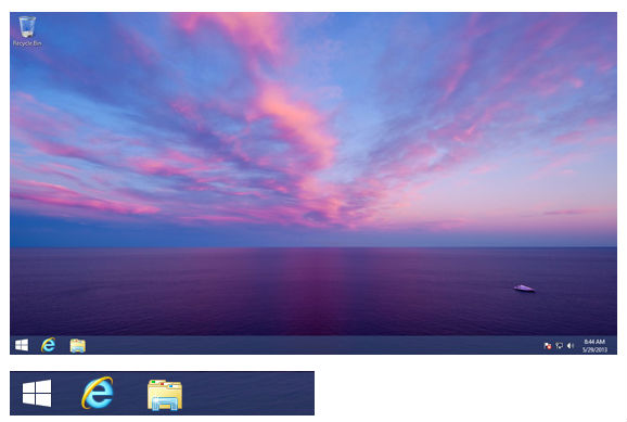 Start Button Predominantly Visible in Windows 8.1 Screenshot