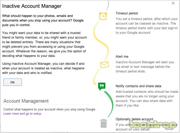 Google Inactive Account Manager Screenshot